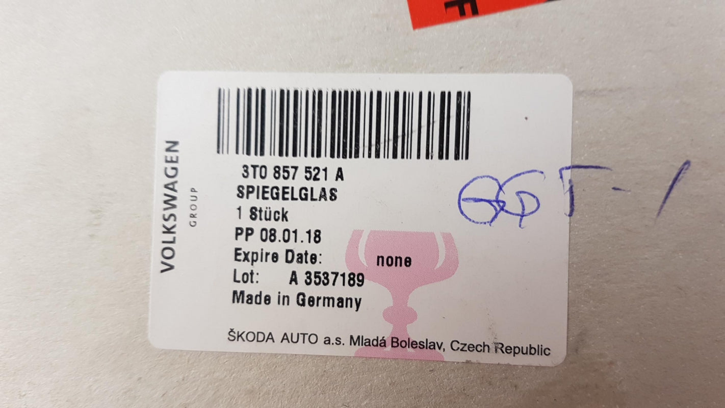 Original OE Volkswagen Außenspiegelglas 3T0857521A