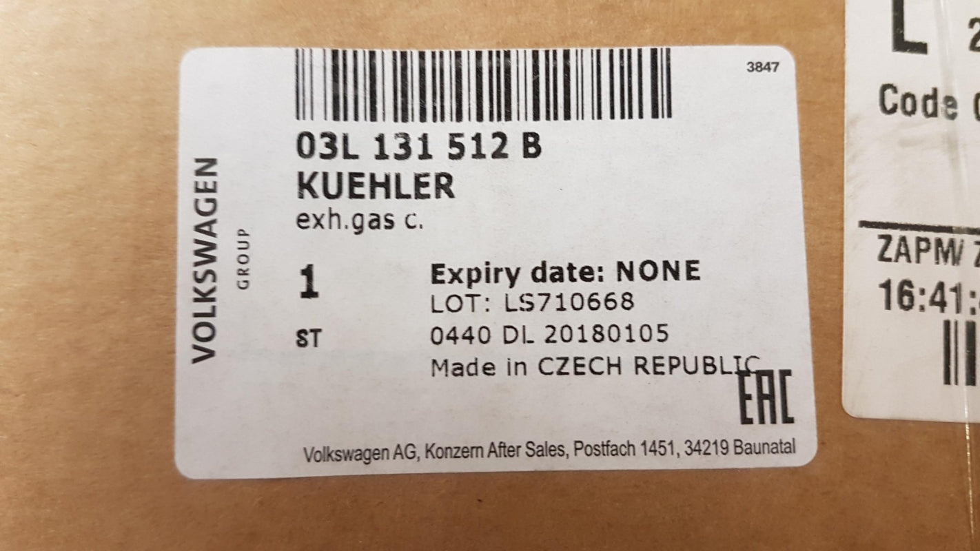 Original OE Volkswagen AGR Kühler 03L131512B