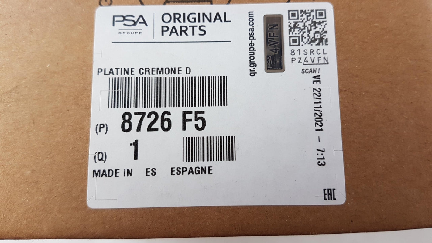 Original OE Peugeot Türschloss 8726F5