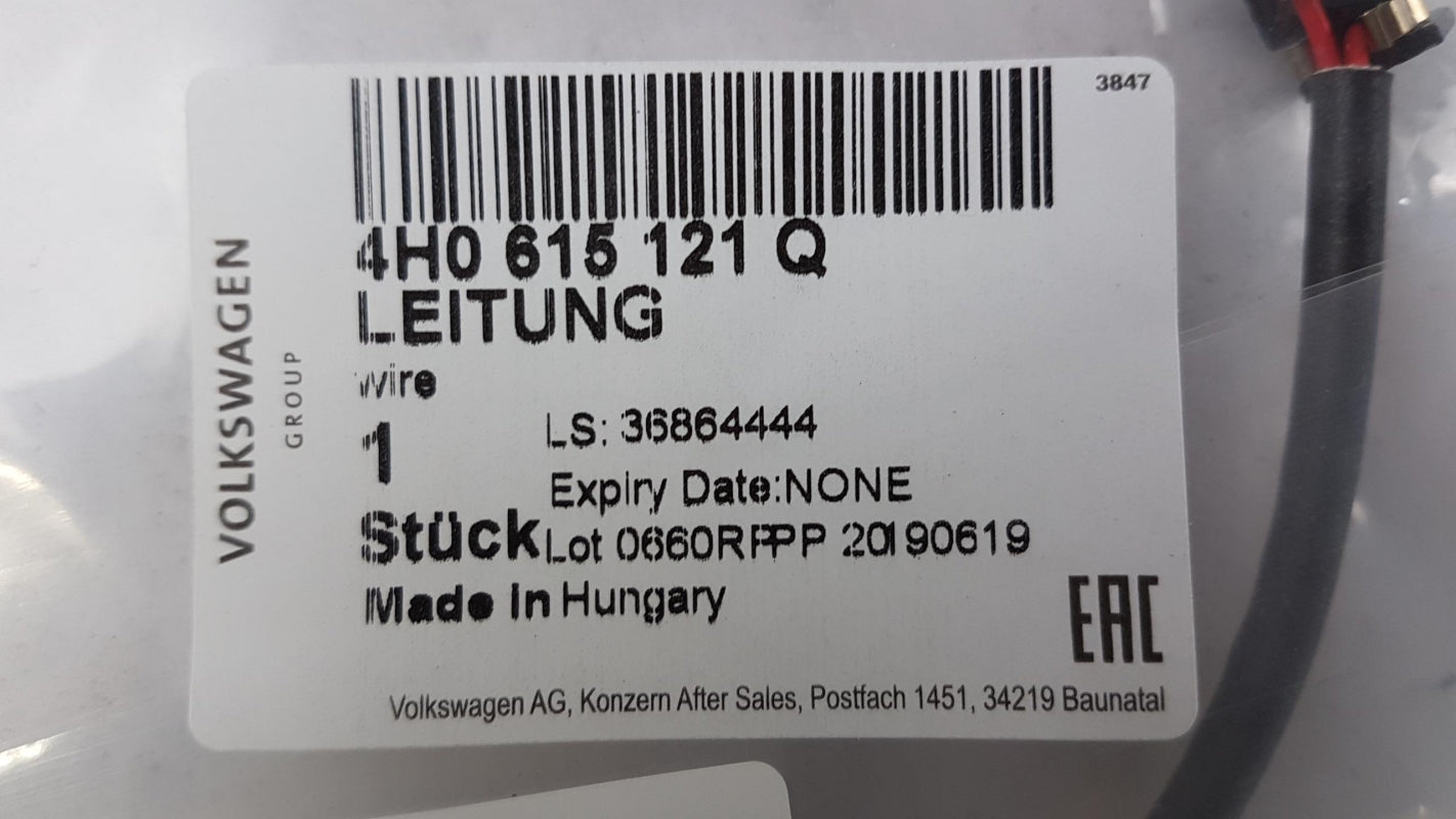 Original OE Volkswagen Bremsbelagverschleiß Warnkontakt 4H0615121Q