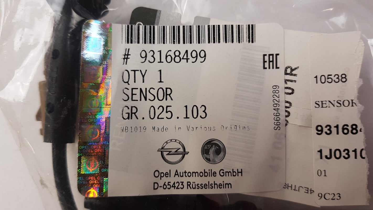 Original OE OPEL Bremsbelagverschleiß Warnkontakt 93168499