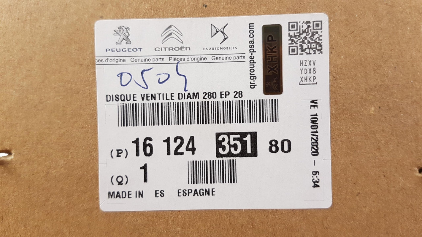 Original PEUGEOT Boxer III (2006-) 1x Bremsscheibe Ø 280mm Vorne 1612435180