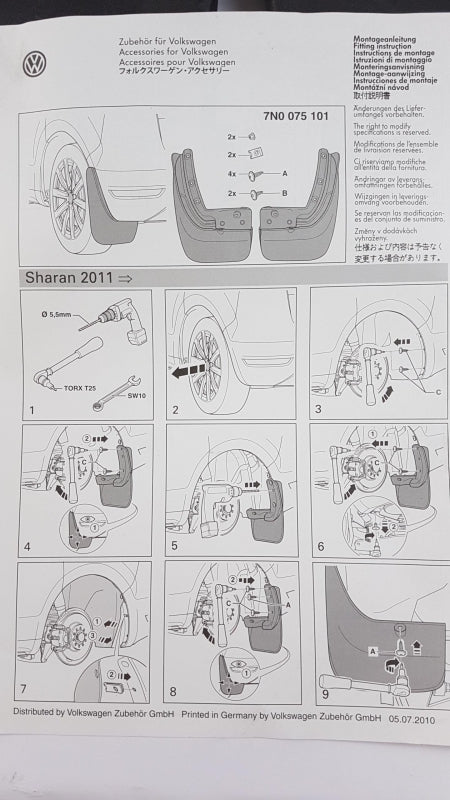 Original OE Volkswagen Schmutzfänger 7N0075101