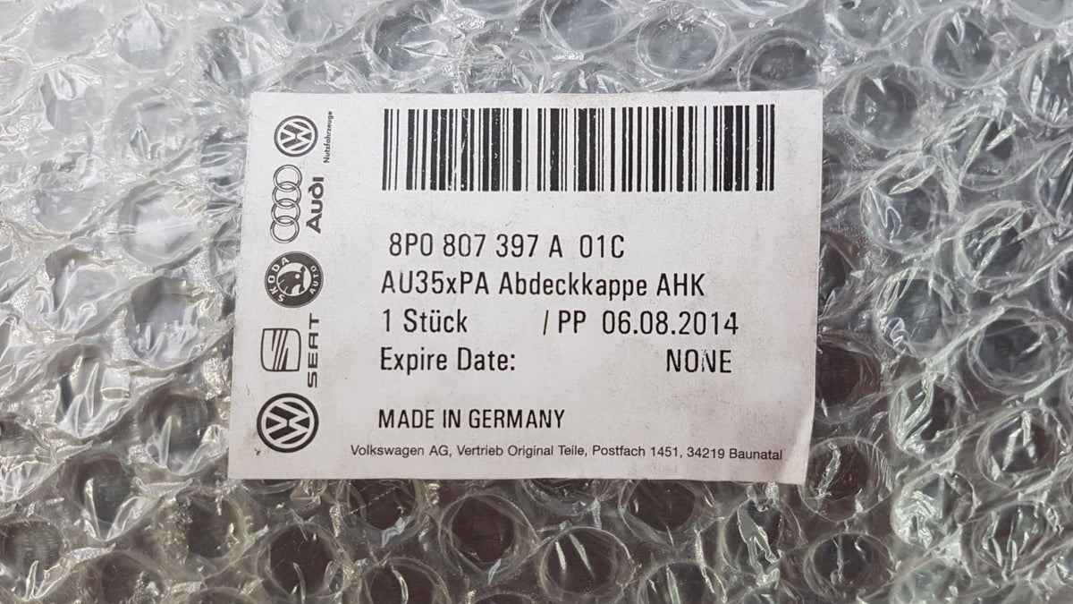 Original OE Volkswagen Stoßstange Abschlepphaken Abdeckung 8P0807397A01C