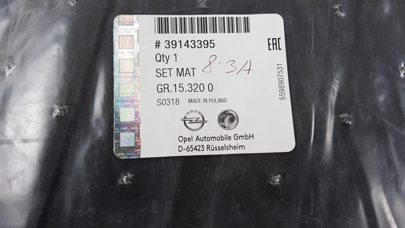 Original OPEL Corsa Gummimatten Fußmattensatz (2 Stück) Hinten 39143395