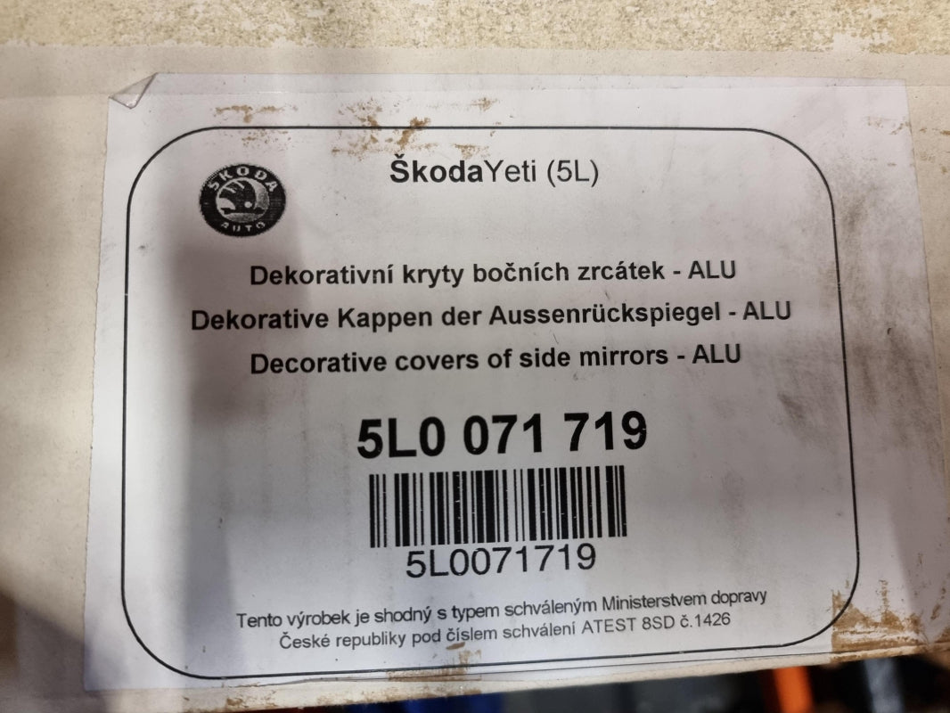 Original SKODA Yeti Spiegelkappen Satz 2 Stück L+R Alu-Design silber 5L0071719