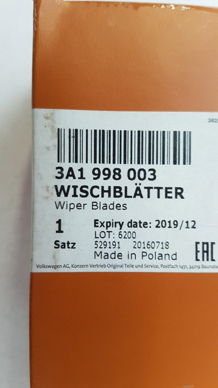 Original OE Volkswagen Wischerblättersatz (2st) 3A1998003