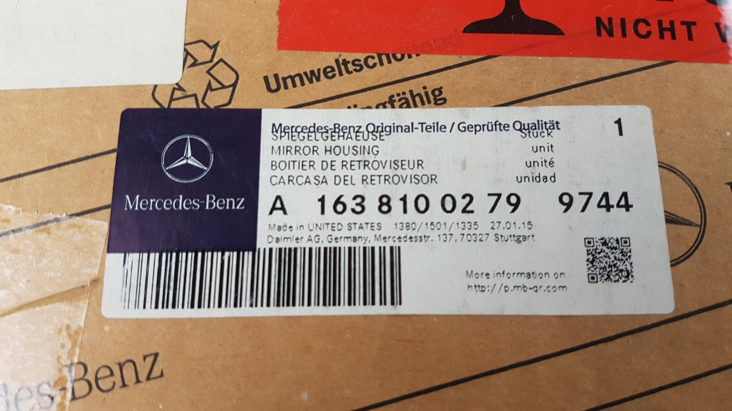 Original OE MERCEDES-BENZ Außenspiegel Abdeckung A16381002799744