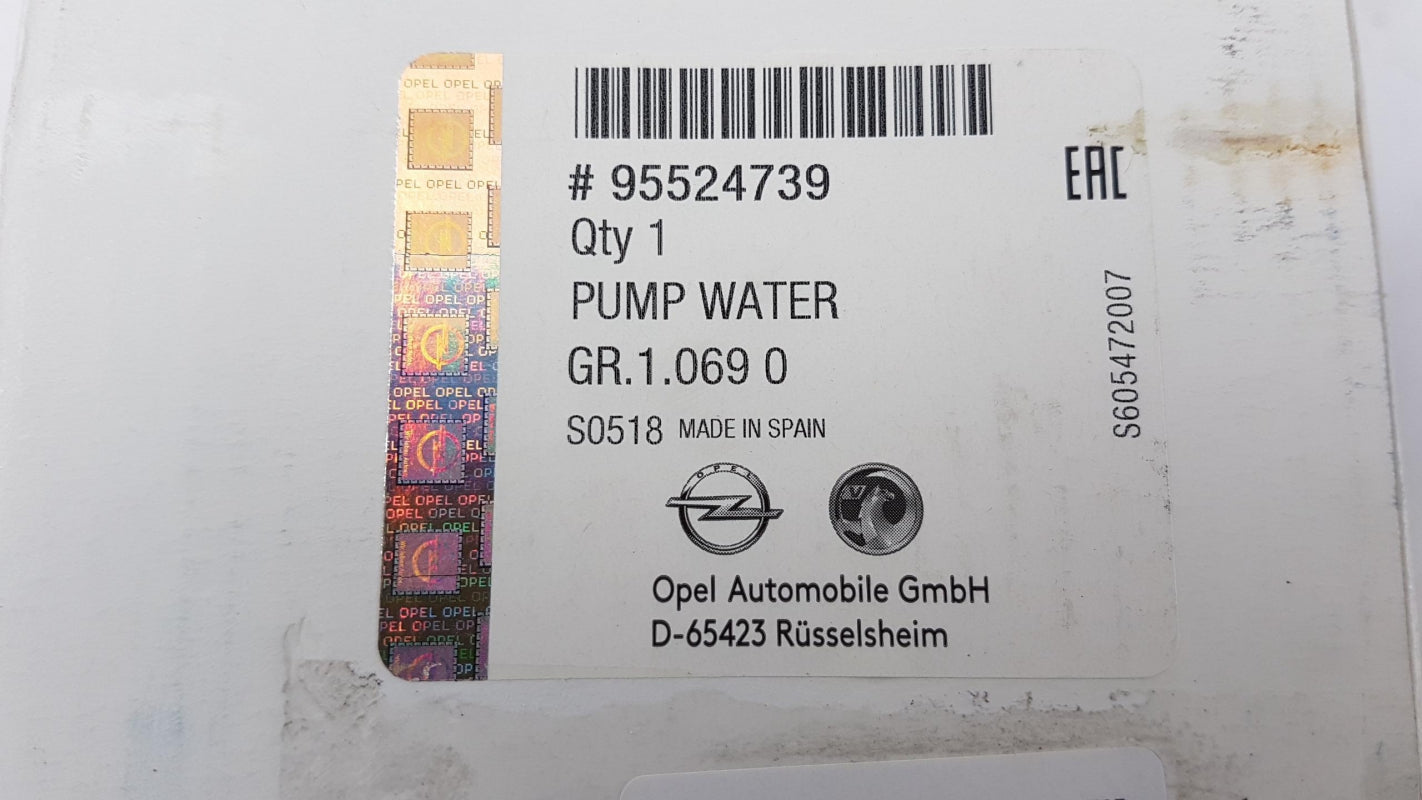 Original OPEL Astra Corsa Insignia Mokka Zafira 1.6 1.8 Wasserpumpe 95524739