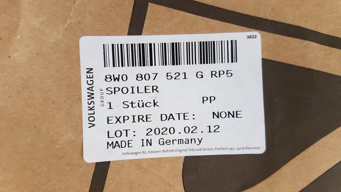 Original OE Volkswagen Stoßfängerabdeckung 8W0807521GRP5