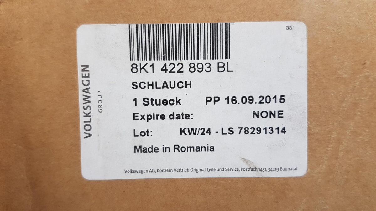 Original OE Volkswagen Lenkung Hydraulikschlauch 8K1422893BL