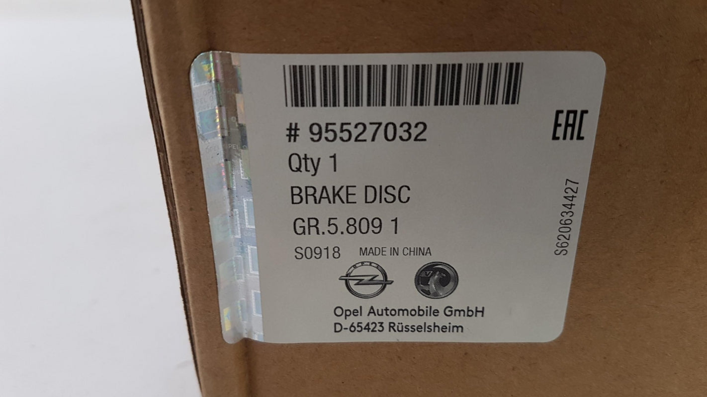 Original OPEL ASTRA J MOKKA J13 Bremsscheibensatz (2 Stück) Hinten 95527032