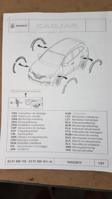 Original OE RENAULT Kotflügel Zierleisten Satz 8201589155