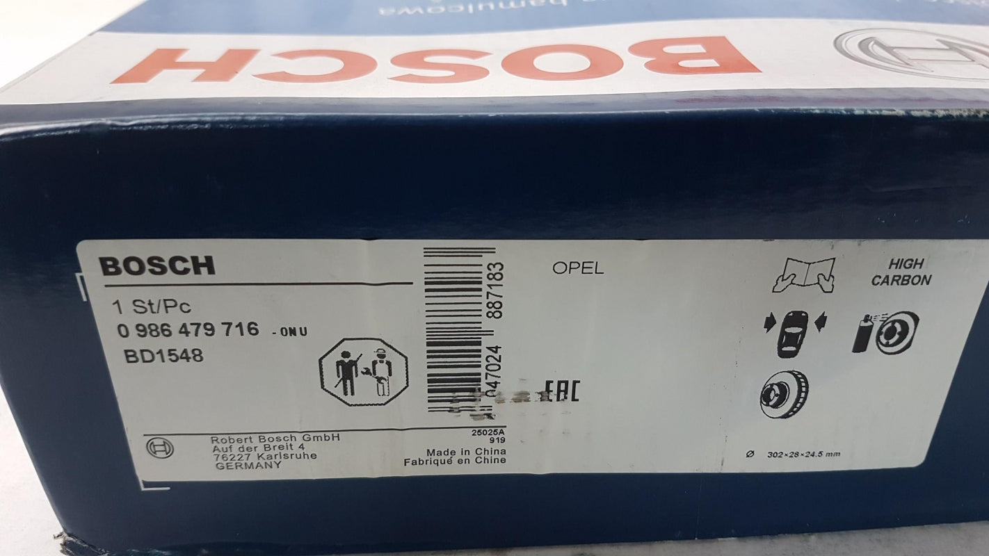 BOSCH Bremsscheibe (1 Stück) 0986479716