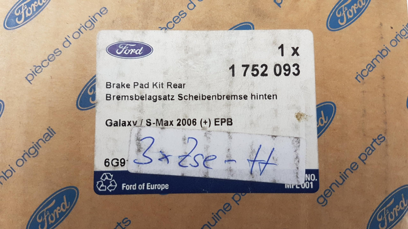 Original FORD S-Max Galaxy Mondeo TDCi Bremsbeläge Bremsklötze hinten 1752093