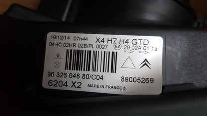 Original OE Peugeot Scheinwerfer 6204X2