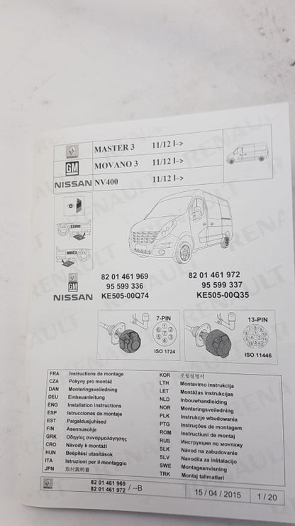 Original OE RENAULT Anhängerkupplung Elektrosatz 8201461972