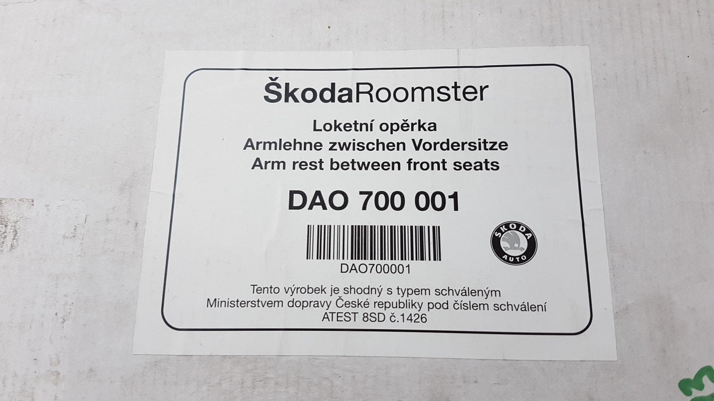 Original SKODA Roomster Fabia II Armlehne onyx DAO700001