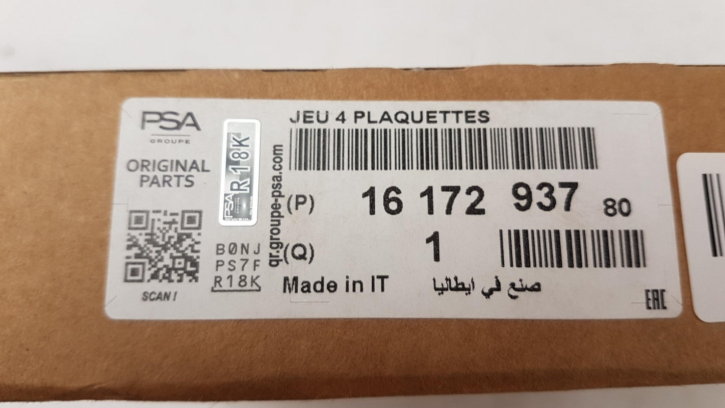 Original CITROEN C4 Cactus Bremsbeläge Satz Vorne 1617293780