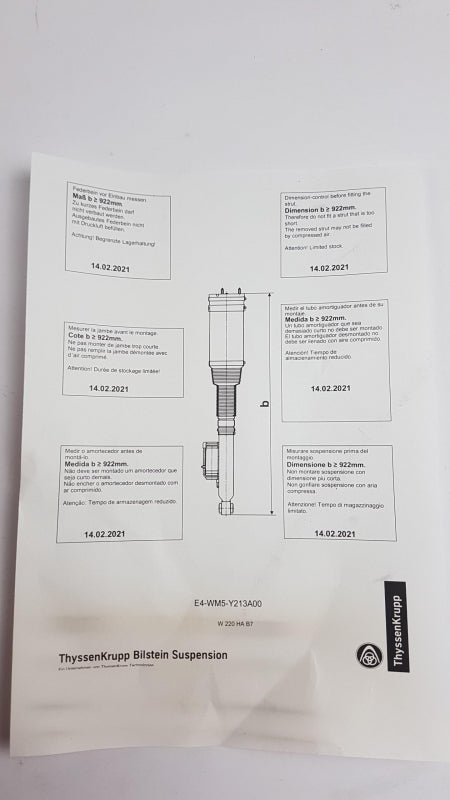 Original OE MERCEDES-BENZ Federbein A220320501380