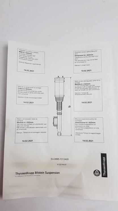 Original OE MERCEDES-BENZ Federbein A220320501380