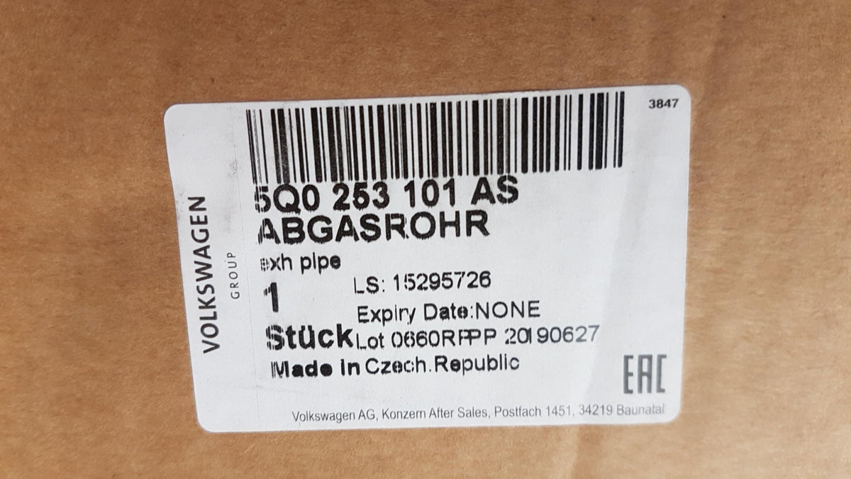 Original OE Volkswagen Auspuffrohr 5Q0253101AS