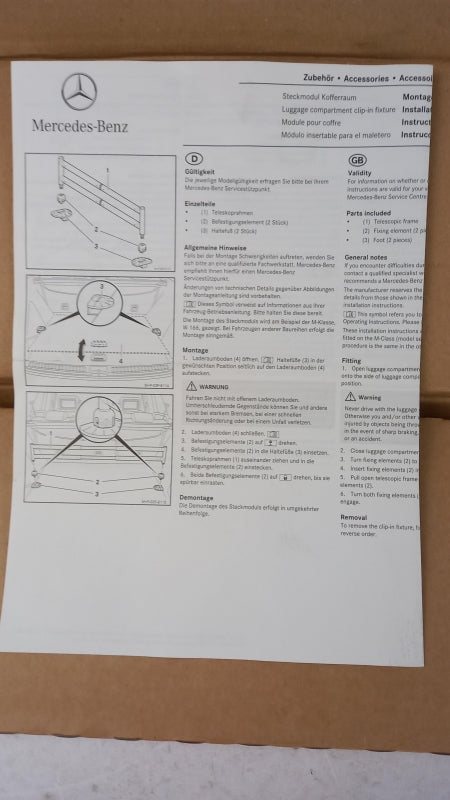 Original MERCEDES-BENZ CLA C118 A-Klasse W176 Gepäckfixierung A1668600034
