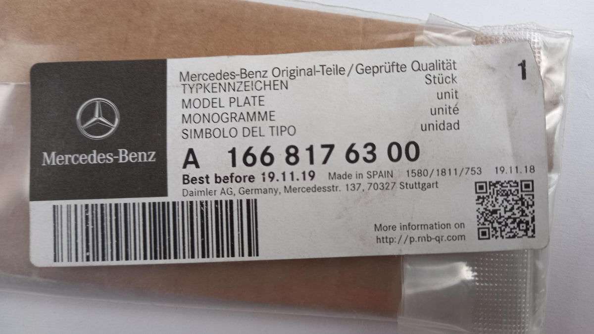 Original OE MERCEDES-BENZ Emblem Plakette A1668176300