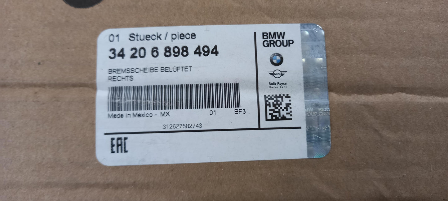 Original BMW X5 X6 X7 Bremsscheibe (1 Stück) hinten rechts 34206898494