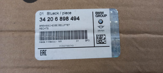 Original BMW X5 X6 X7 Bremsscheibe (1 Stück) hinten rechts 34206898494