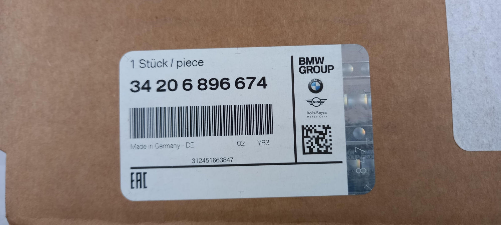 Original OE BMW Bremsscheibe (1 Stück) 34206896674