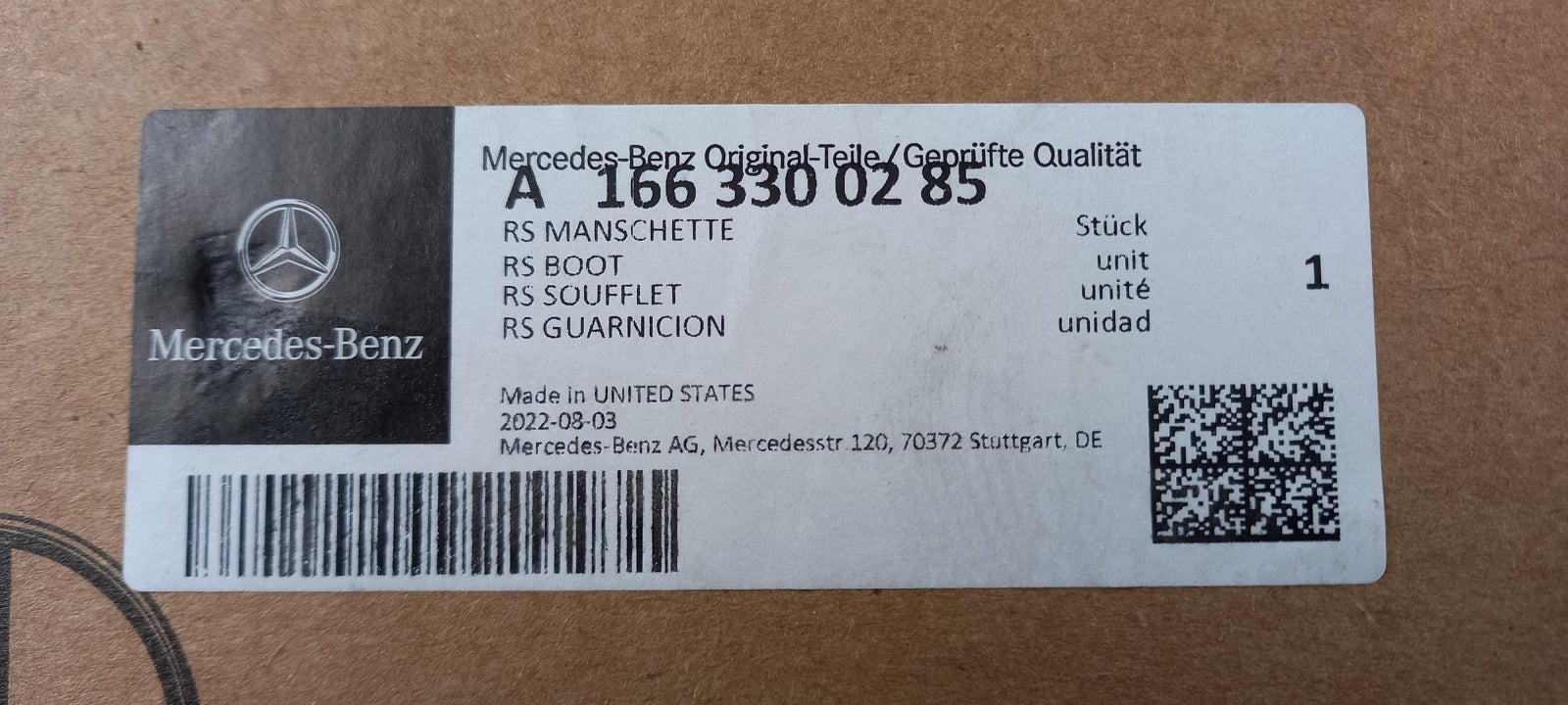 Original OE MERCEDES-BENZ Antriebswelle Faltenbalgsatz A1663300285