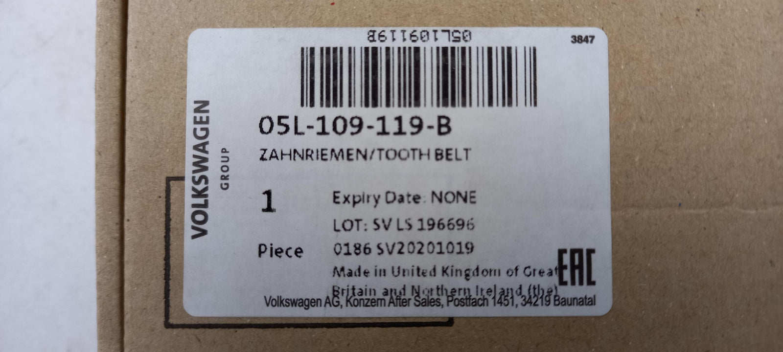 Original OE Volkswagen Zahnriemen 05L109119B