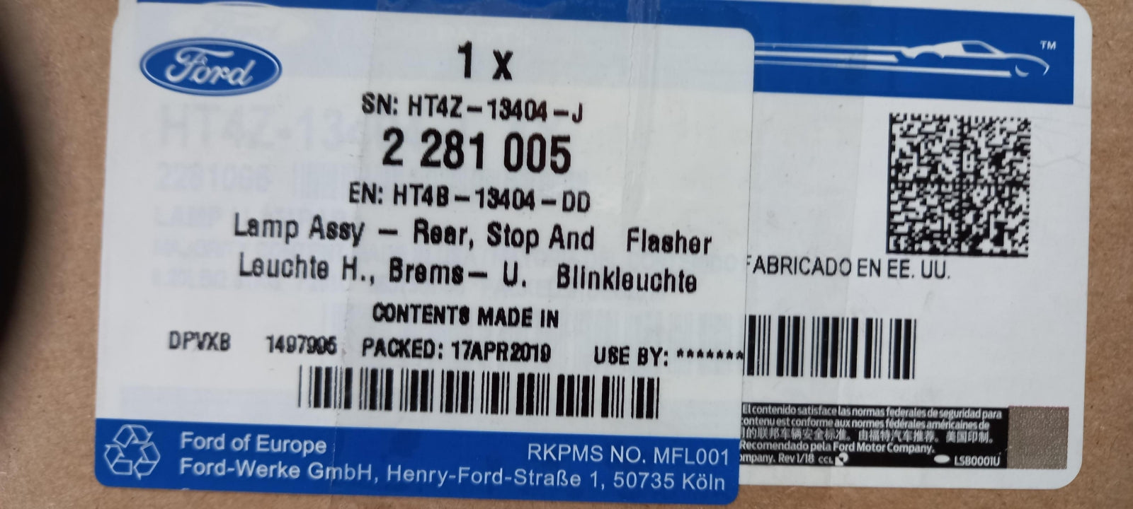 Original FORD Edge 15-18 Heckleuchte Rücklicht rechts 2281005