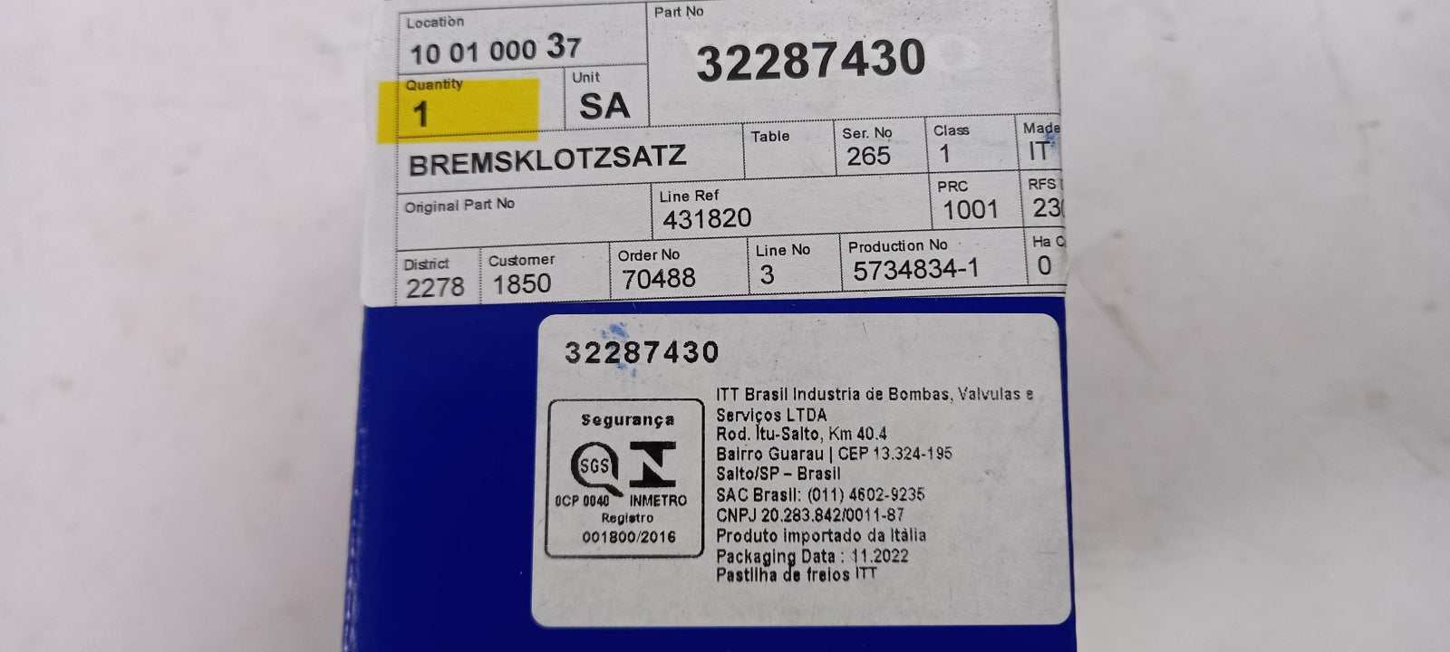 Original OE VOLVO Bremsbeläge 32287430