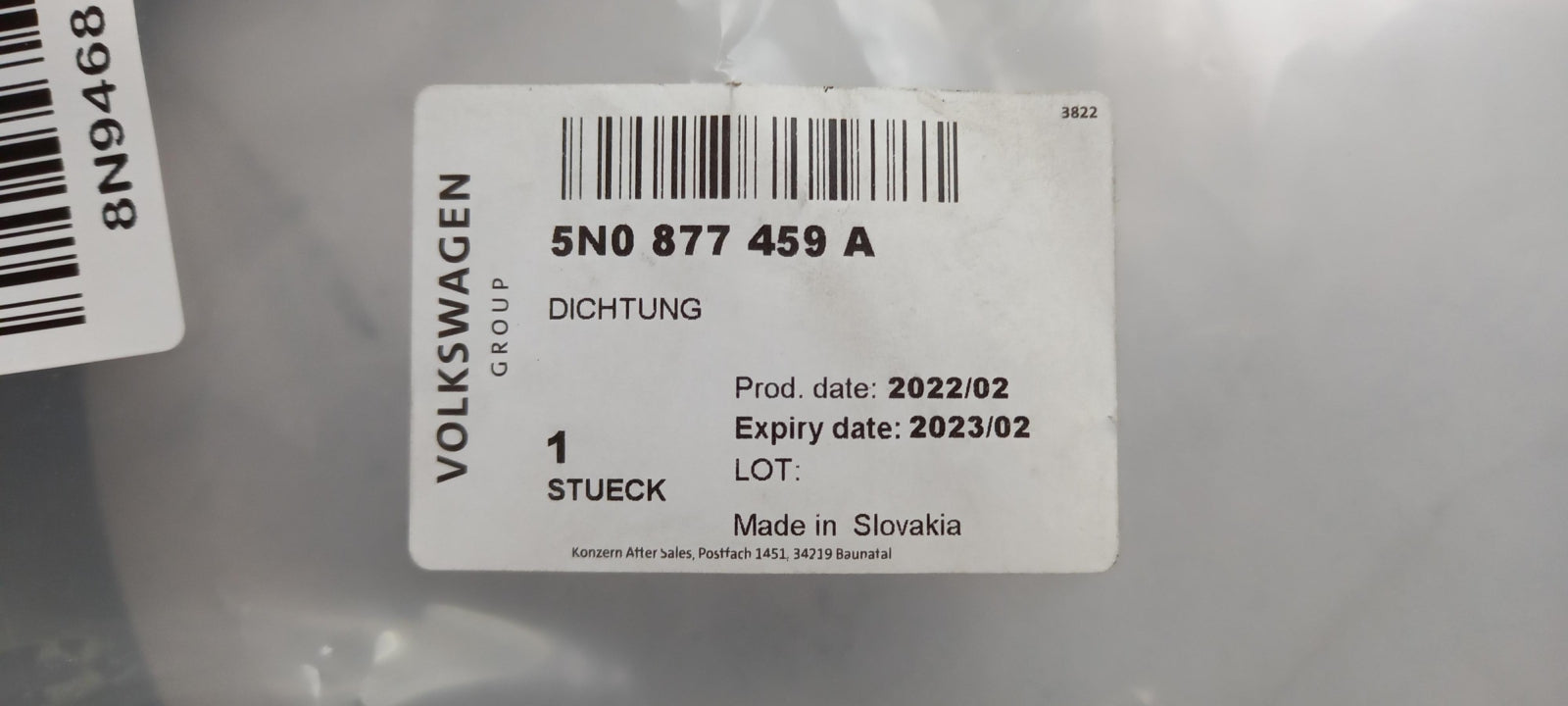Original OE Volkswagen Faltdach Dichtung 5N0877459A