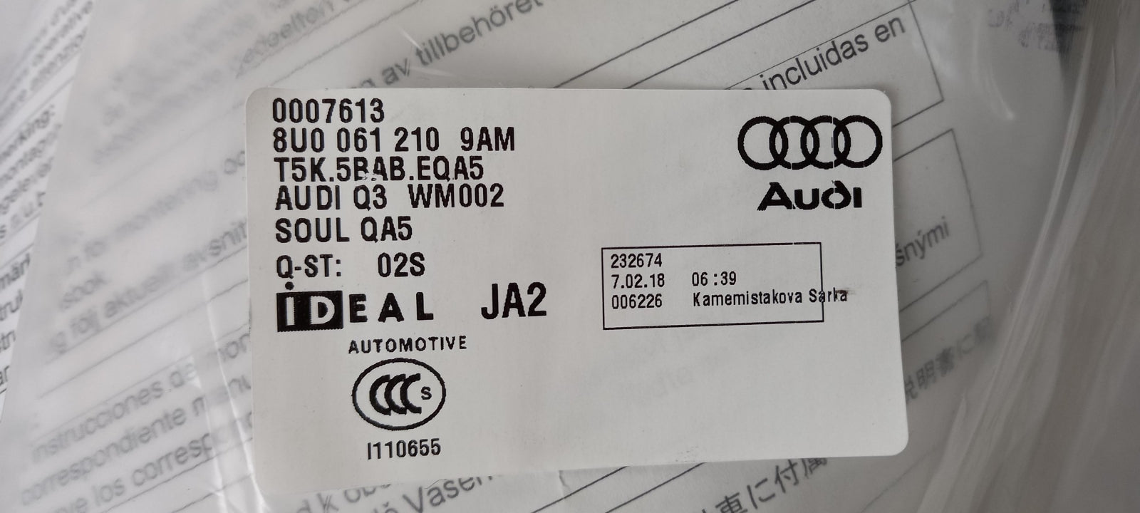 Original AUDI Q3 8U Kofferraummatte 8U00612109AM