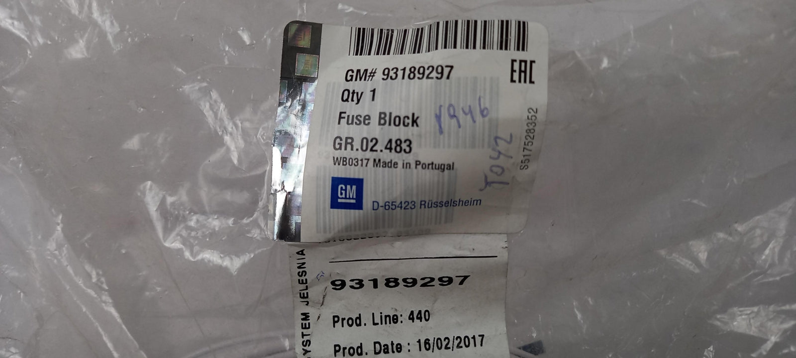 Original OE OPEL Sicherungskasten 93189297