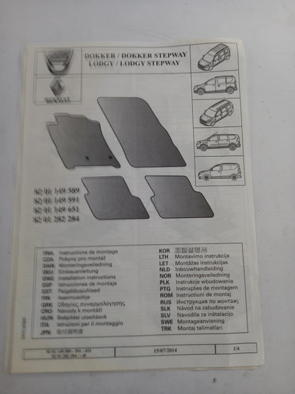 Original RENAULT DACIA Lodgy 7-Sitz Fußmatten Satz 5-Teilig Gummi 8201282284