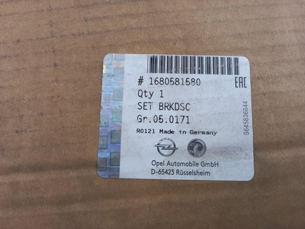Original OE OPEL Bremsensatz 2 Bremsscheiben + 4 Bremsbeläge 1680581580