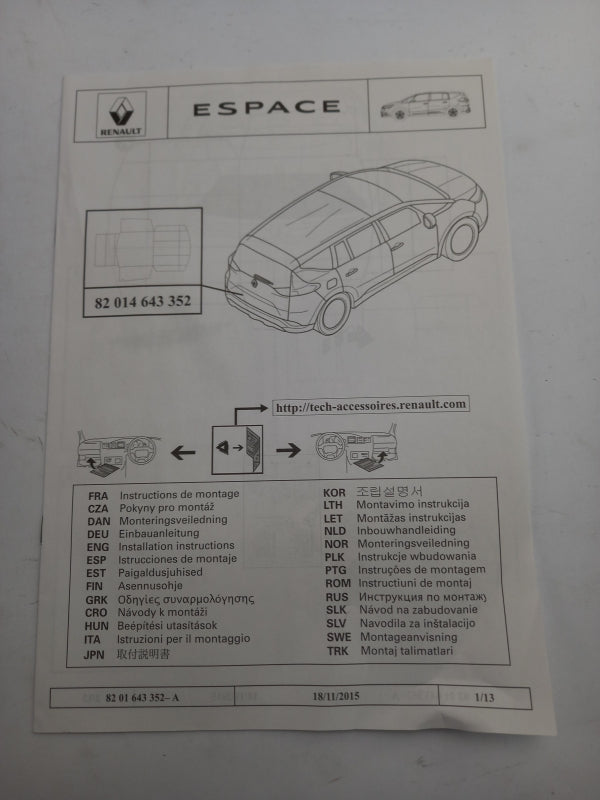 Original RENAULT Espace V Easyflex Innenteppich Kofferraummatte 8201643352