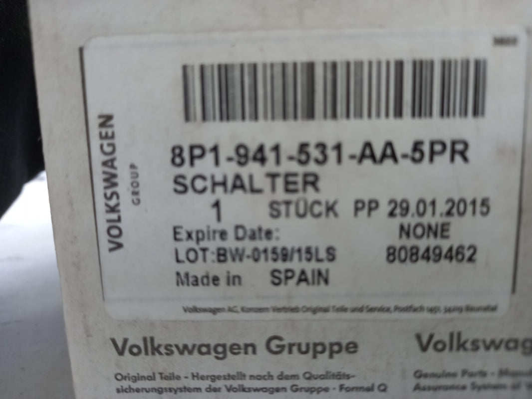 Original Audi A3/S3 8P (2004-2008) (LHD) Scheinwerfer Schalter 8P1941531AA5PR