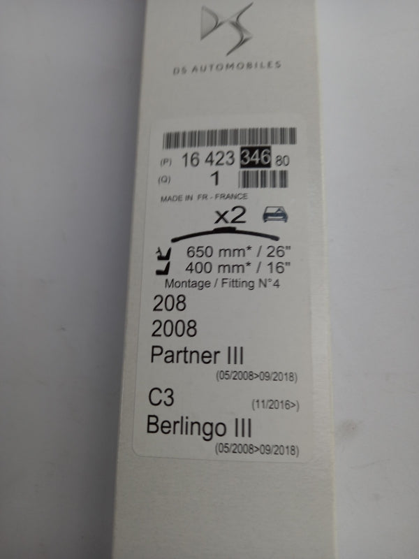 Original PEUGEOT 208 A9 2008 CITROEN C3 Berlingo B9 Wischerblätter 1642334680