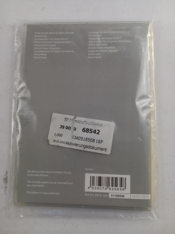 Original AUDI Aktivierungscode Online Dienste Plus Europa 83A051850B16F