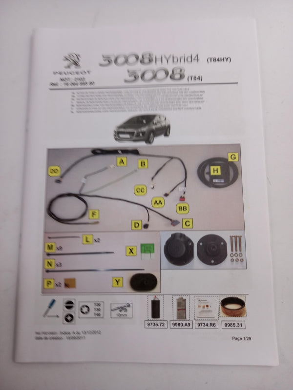 Original PEUGEOT 3008 2009 - 2016 Anhängerkupplung Elektrosatz 1606489580
