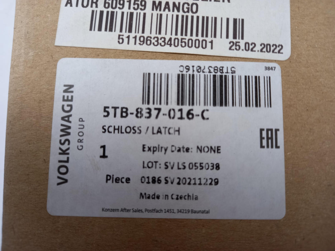 Original OE Volkswagen Türschloss 5TB837016C