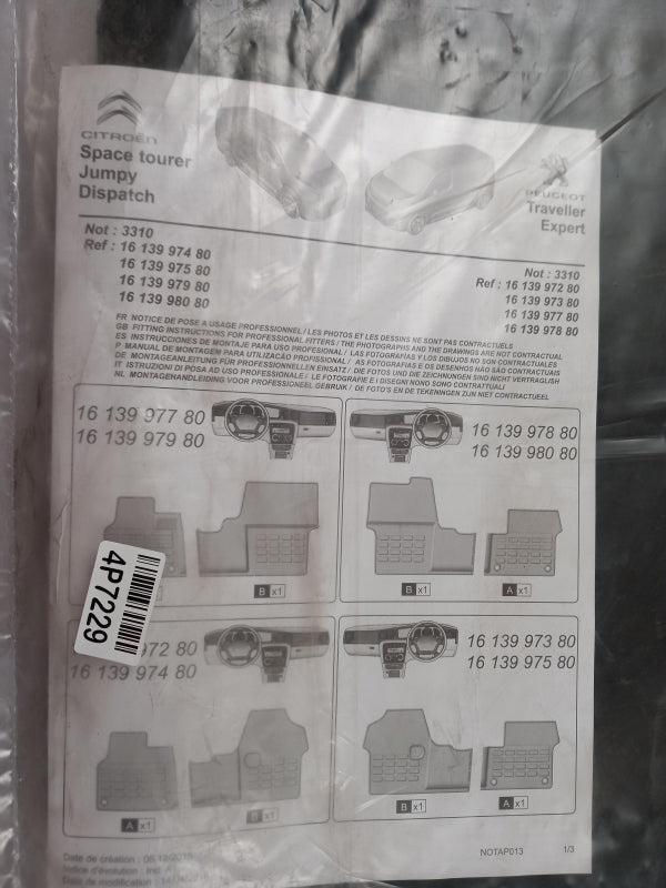 Original OE Peugeot Fußmattensatz 1613997280