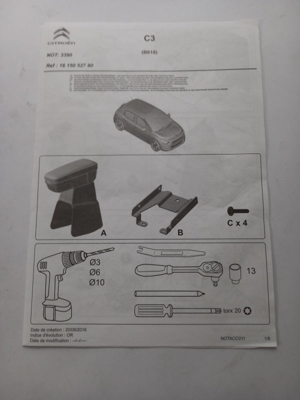 Original OE Peugeot Armlehne 1615052780