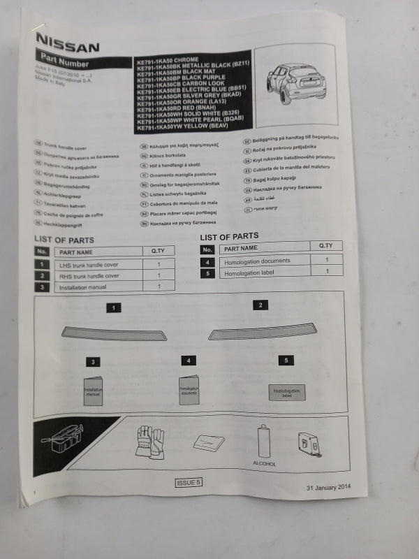Original NISSAN Juke 10-19 Kofferraum Griff Abdeckung 2-Stück Chrom KE7911KA50