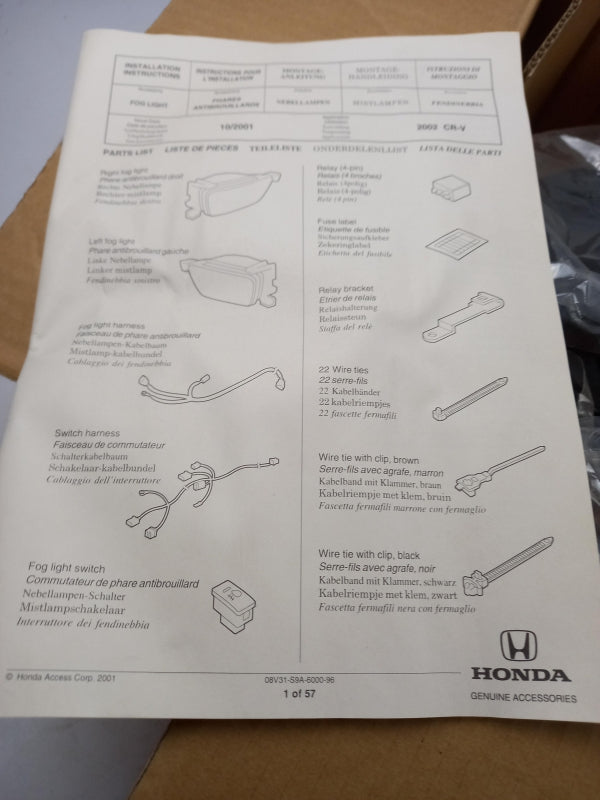 Original HONDA CR-V II (2001-2002) Nebelscheinwerfer Satz Vorne 08V31S9A610